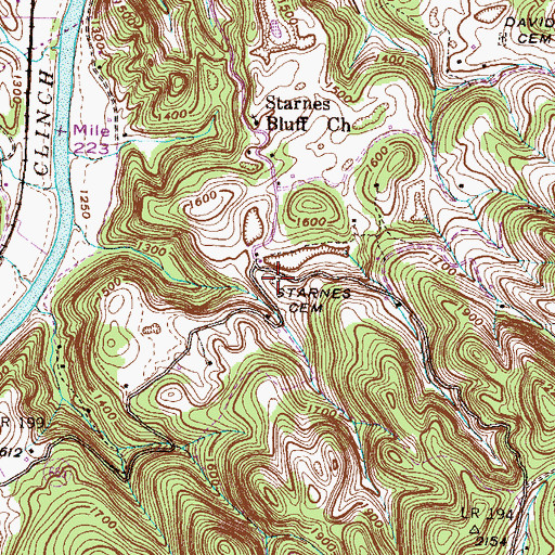 Topographic Map of Frederick Starnes Cemetery, VA