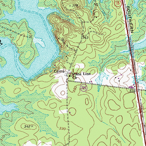 Topographic Map of State Line Church, VA