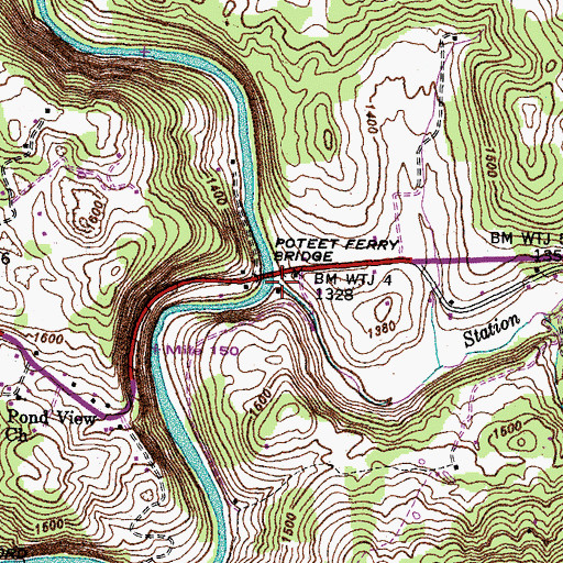Topographic Map of Station Creek, VA