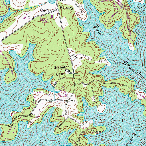 Topographic Map of Staunton Church, VA
