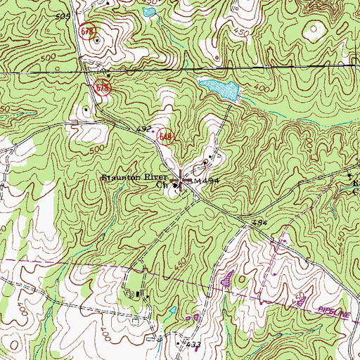 Topographic Map of Staunton River Church, VA