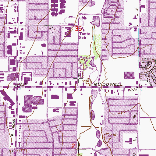 Topographic Map of McDowell Exhibit Plaza, AZ