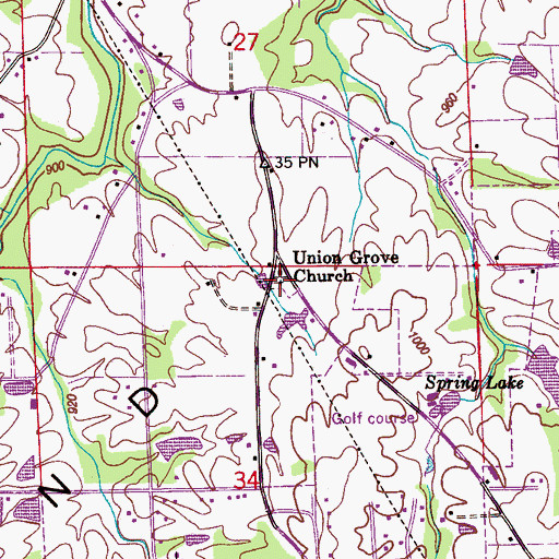 Topographic Map of Union Grove Cemetery, AL
