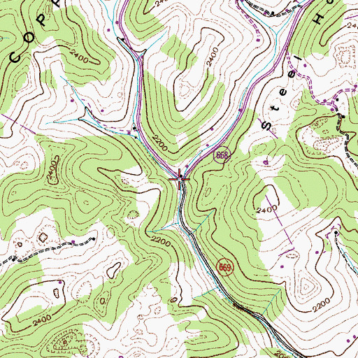 Topographic Map of Steel Hollow, VA