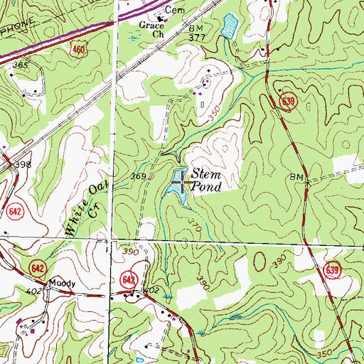 Topographic Map of Stem Pond, VA