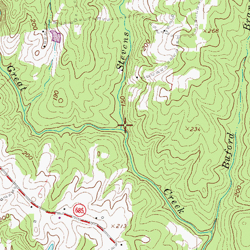 Topographic Map of Stevens Branch, VA