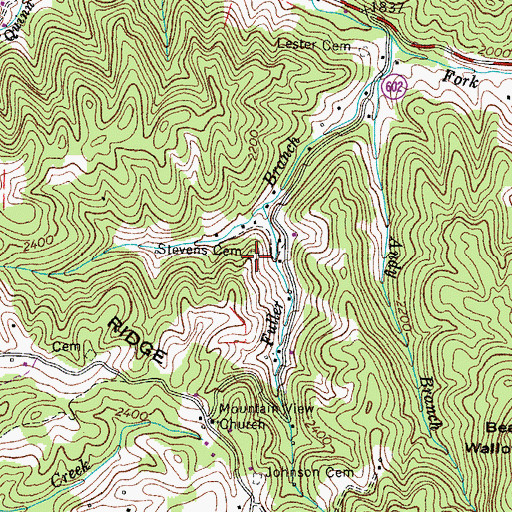 Topographic Map of Stevens Cemetery, VA