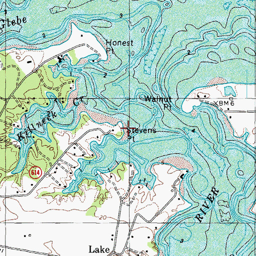 Topographic Map of Stevens Point, VA