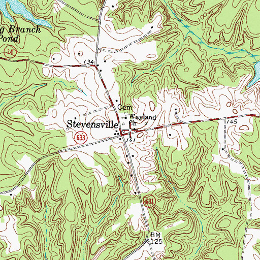 Topographic Map of Stevensville, VA