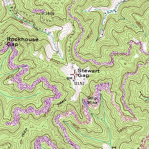 Topographic Map of Stewart Gap, VA