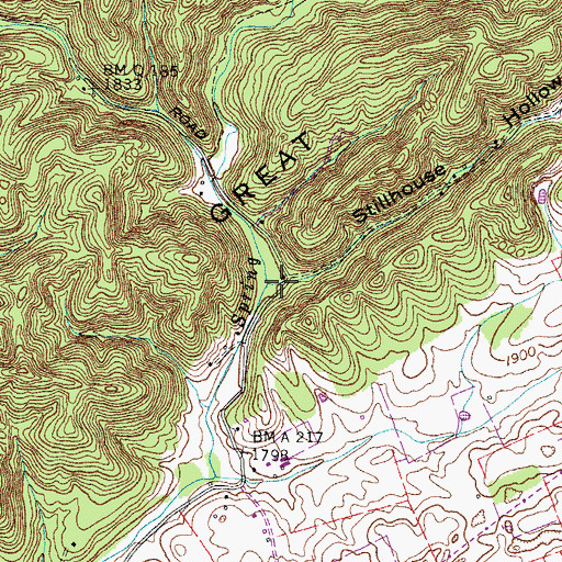 Topographic Map of Stillhouse Hollow, VA