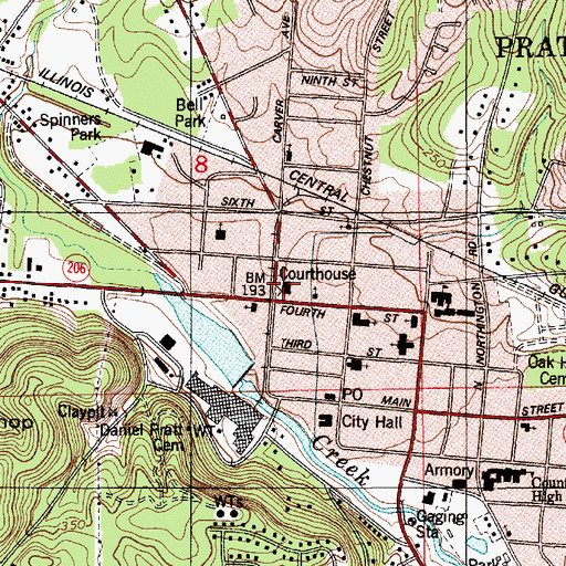Topographic Map of Autauga County Courthouse, AL