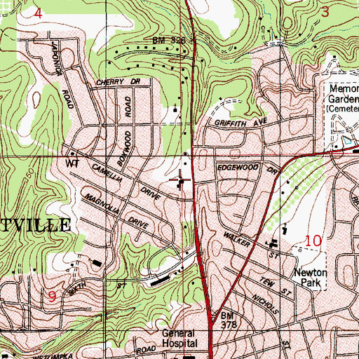 Topographic Map of Autauga Heights Baptist Church, AL