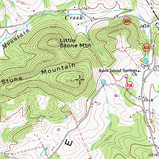 Topographic Map of Stone Mountain, VA