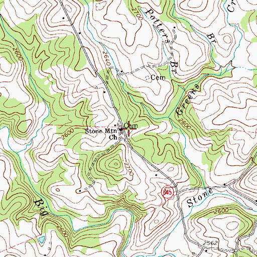 Topographic Map of Stone Mountain Church, VA