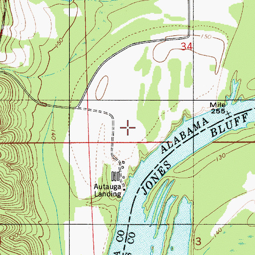 Topographic Map of Autauga Landing, AL