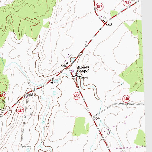 Topographic Map of Stones Chapel, VA