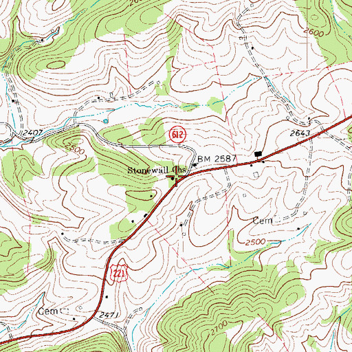 Topographic Map of Stonewall Church, VA