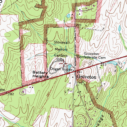 Topographic Map of Stonewall Memory Gardens, VA
