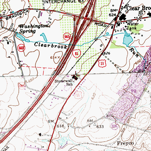 Topographic Map of Stonewall Elementary School, VA