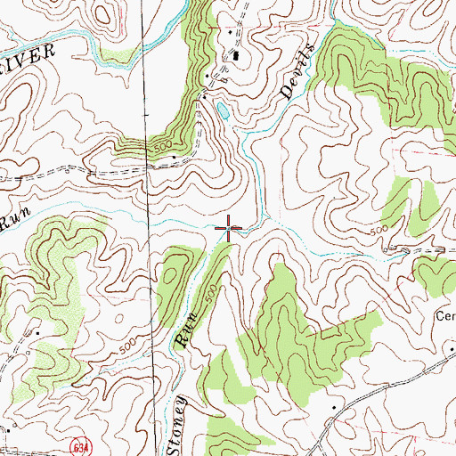 Topographic Map of Stoney Run, VA