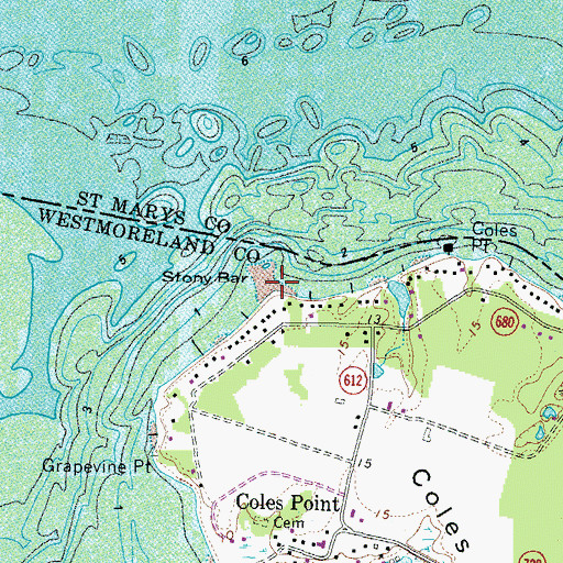 Topographic Map of Stony Bar, VA