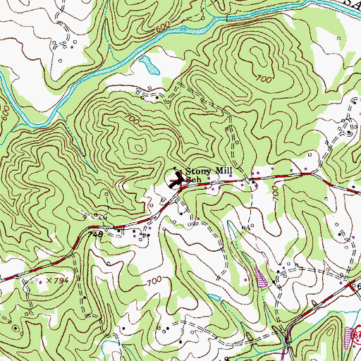 Topographic Map of Stony Mill Elementary School, VA