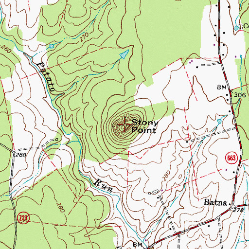 Topographic Map of Stony Point, VA