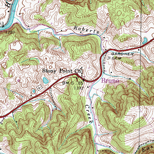Topographic Map of Stony Point Church, VA