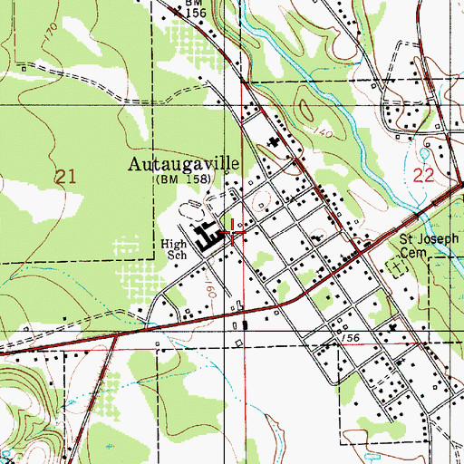 Topographic Map of Autaugaville High School, AL