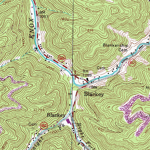Topographic Map of Straight Fork, VA