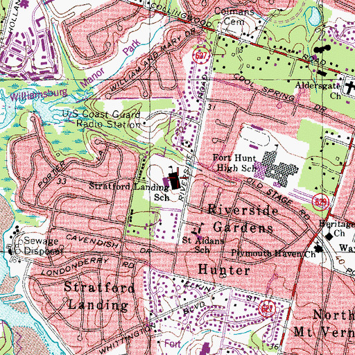 Topographic Map of Stratford Landing Elementary School, VA