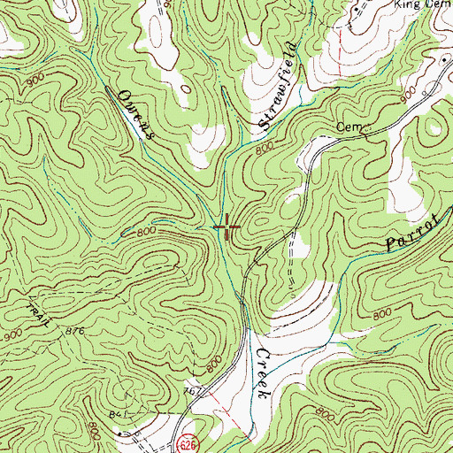 Topographic Map of Strawfield Creek, VA