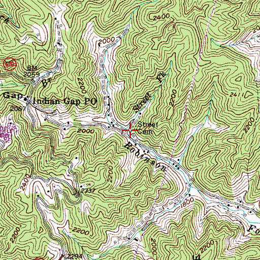 Topographic Map of Street Fork, VA