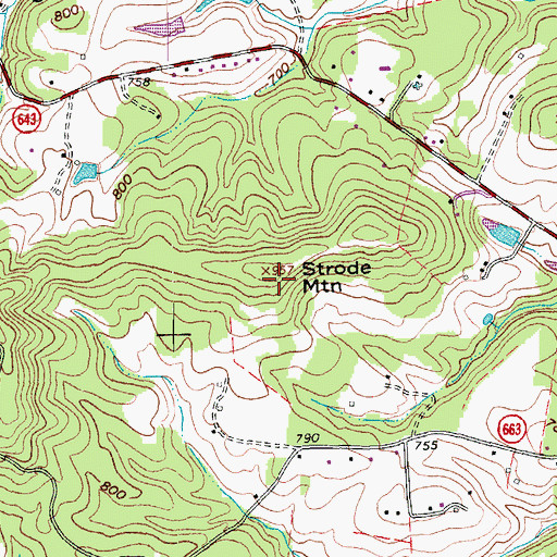 Topographic Map of Strode Mountain, VA