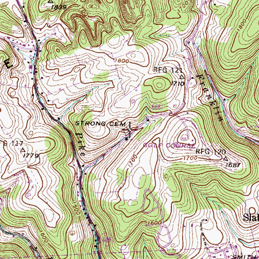 Topographic Map of Strong Cemetery, VA