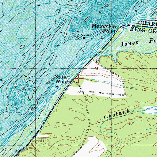 Topographic Map of Stuart Wharf, VA