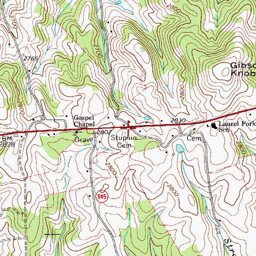 Topographic Map of Stuphin Cemetery, VA