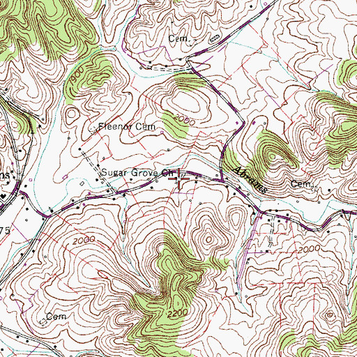 Topographic Map of Sugar Grove Church, VA