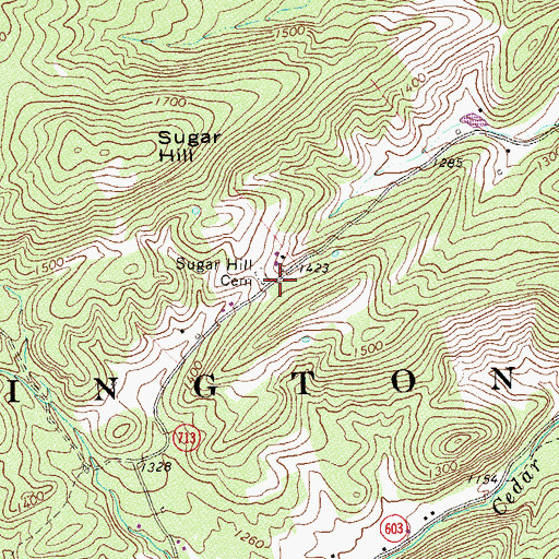 Topographic Map of Sugar Hill Cemetery, VA
