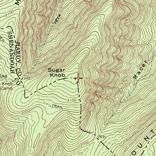 Topographic Map of Sugar Knob, VA