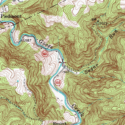 Topographic Map of Sugar Run, VA