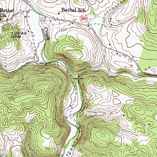 Topographic Map of Sugar Run, VA