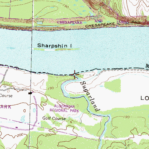 Topographic Map of Sugarland Run, VA