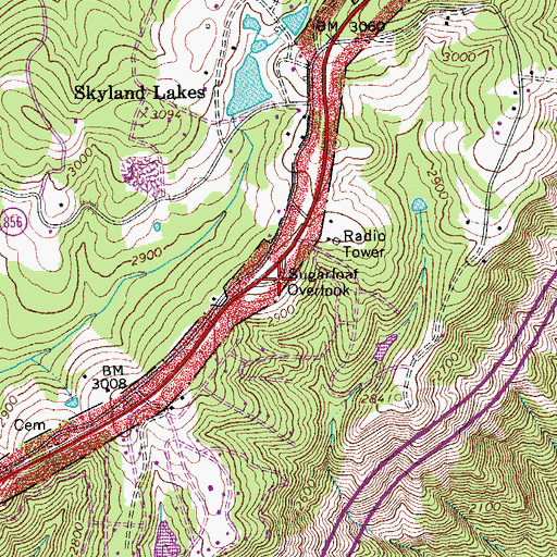 Topographic Map of Sugarloaf Overlook, VA