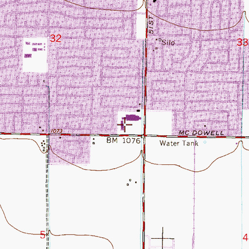 Topographic Map of McDowell Square Shopping Center, AZ