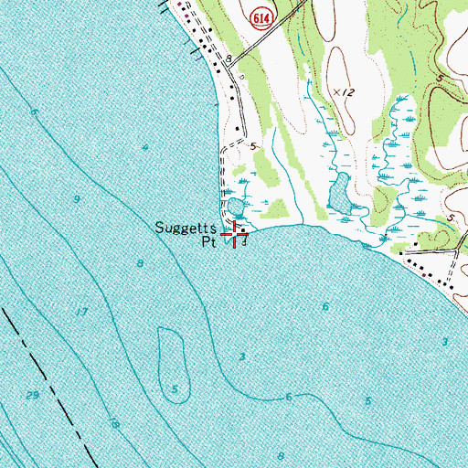 Topographic Map of Suggetts Point, VA