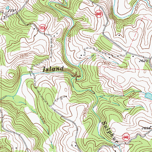 Topographic Map of Sulphur Spring Branch, VA