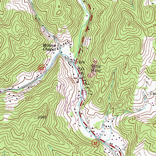 Topographic Map of Sulphur Spring Branch, VA