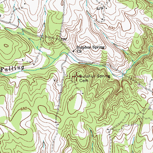 Topographic Map of Sulphur Spring Cemetery, VA